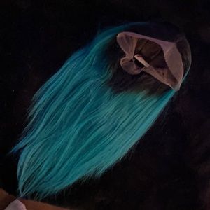 Real human hair electric blue